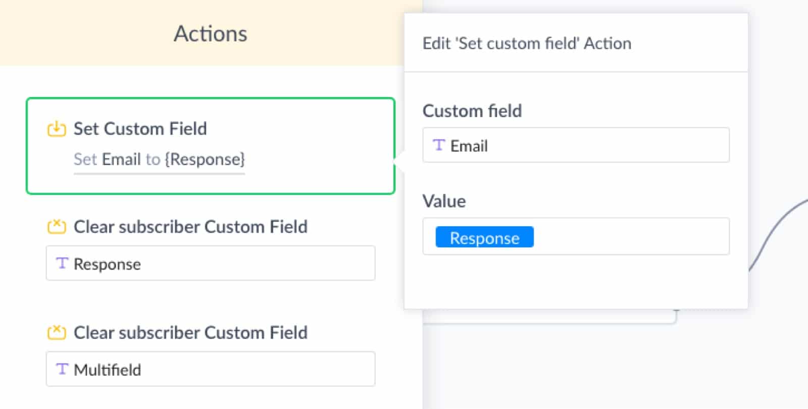 Save response to email custom field in ManyChat
