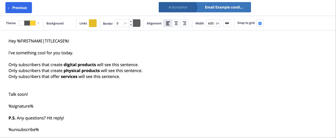 Recording of how to add conditional content in ActiveCampaign emails