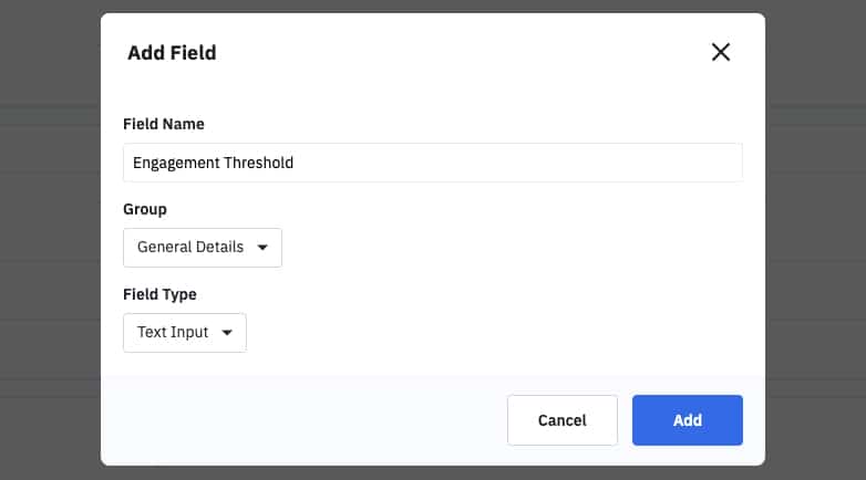 Create a custom field called Engagement Threshold in ActiveCampaign