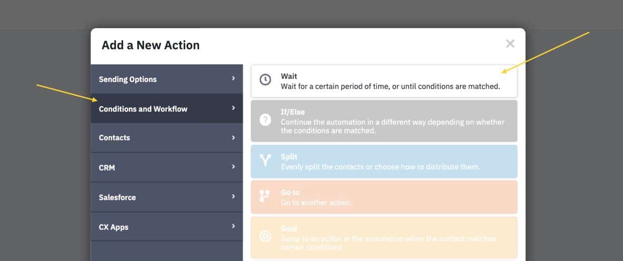 activecampaign automation add new wait action v2