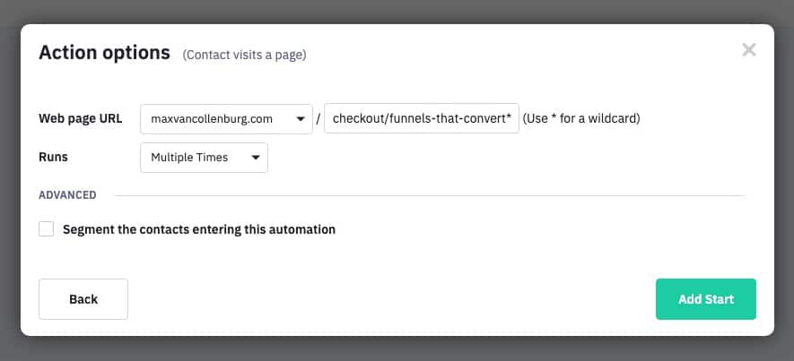check if visited checkout page