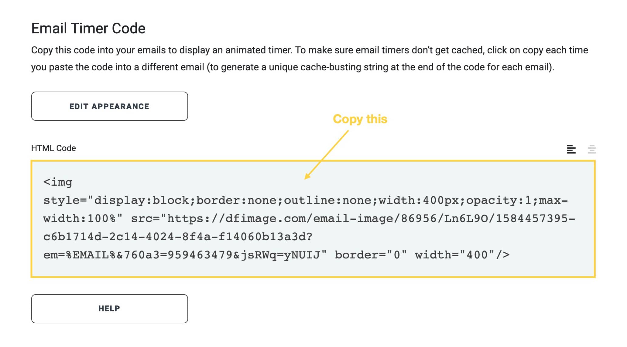 copy the email timer code