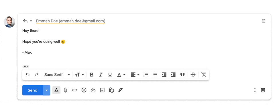 Animation of how to schedule an email in Gmail