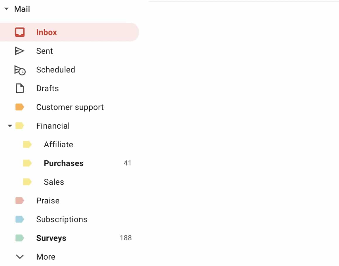 What my Gmail looks like with filters