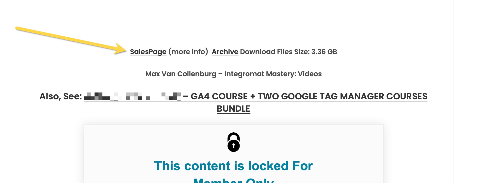 example of how online course pirates link to your sales page