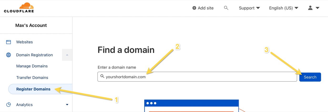 steps to register domain in cloudflare